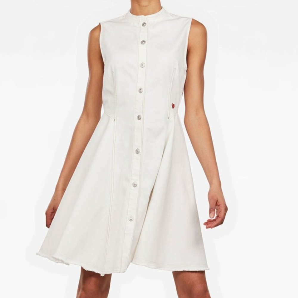 G-Star raw Bristum Slim Flare Fringe Short Dress XS white